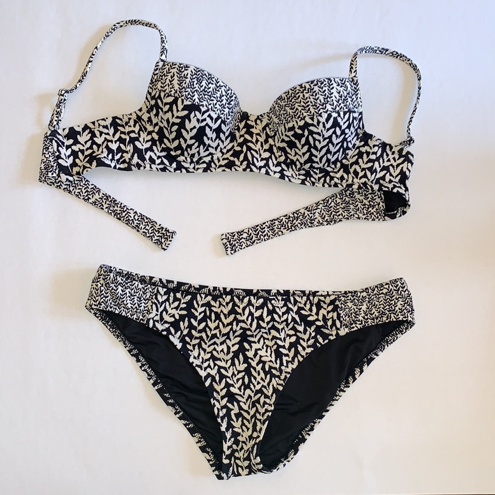 Madewell Bustier Bikini swimsuit in Leafstem xs/s